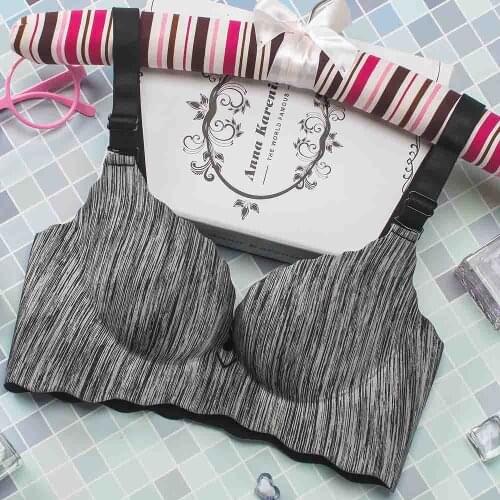 Deep V Sexy Women Bras Soft Unlined Padded Lingerie Push Up Bra Stripe Pattern Simple Underwear Brassiere Size 30-38 A B Cup Top