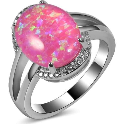 Hot Sale Exquisite Pink Fire Opal 925 Sterling Silver High Quantity Engagement Wedding Ring Size 5 6 7 8 9 10 11 A149