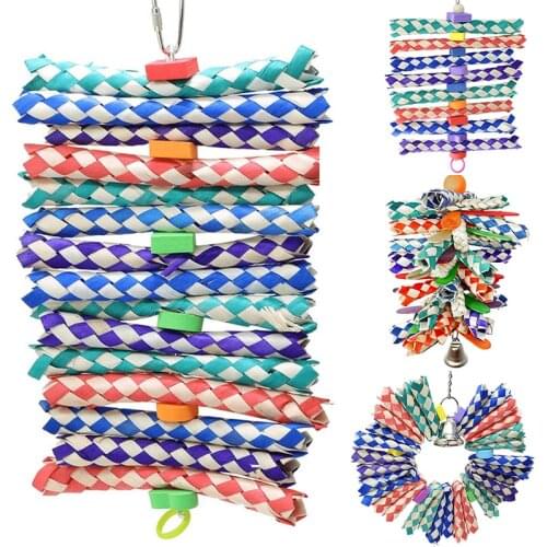 Bird Chewing Toy Thick Paper Weaved Parrot Toy Bird Cage Decor for Cockatiels Parakeet Bird Accessories