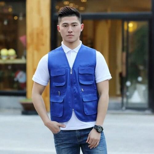 Fishing Vest Quick Dry Breathable Fishing Clothes Outdoor Men Polyester Fishing Clothing Multi-pocket Solid Hiking