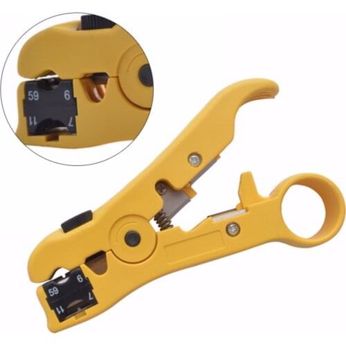 1pcs Yellow Rotary Coaxial Cable Wire Cutter Stripping Tool RG59 RG6 RG7 RG11 Stripper