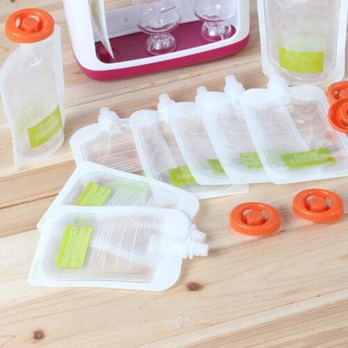 10PCS Resealable Fresh Squeezed Food Pouches Safe Practical Baby Weaning Food Puree Reusable Squeeze Bag For Newborn