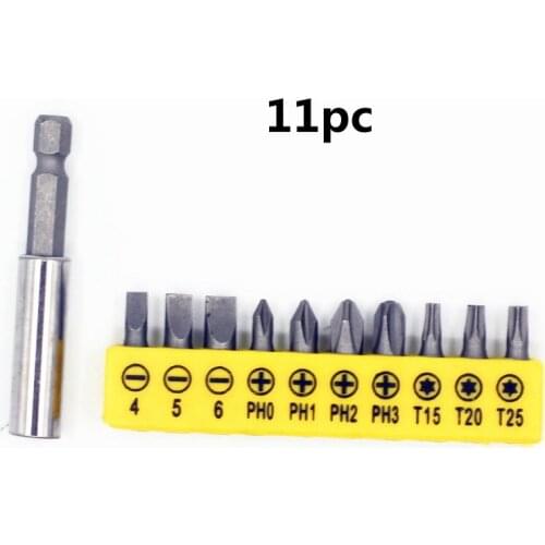 11pcs 1/4" 6.35mm Electric Screwdriver Word Cross Head Combination Set Charge Drill Extension Rod Batch