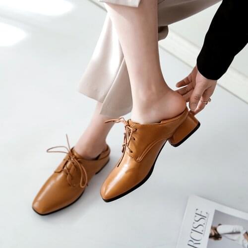 2021 Women Pumps Round Toe Microfiber Shallow Ladies Shoes Spring Autumn Female All Match Square Med Heels Size 34-48
