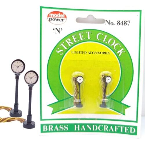 4PCS 1:160 FOR N Sale STREET CLOCK Brass Handcrafted Lights Lit Plat N SCALE Clock Lamp Train Station Layout