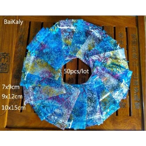 50pcs/lot 7x9cm 9x12cm 10x15cm Organza bag Wedding Christmas party favors Gift Bag Jewelry Packaging Bags & drawstring Pouches