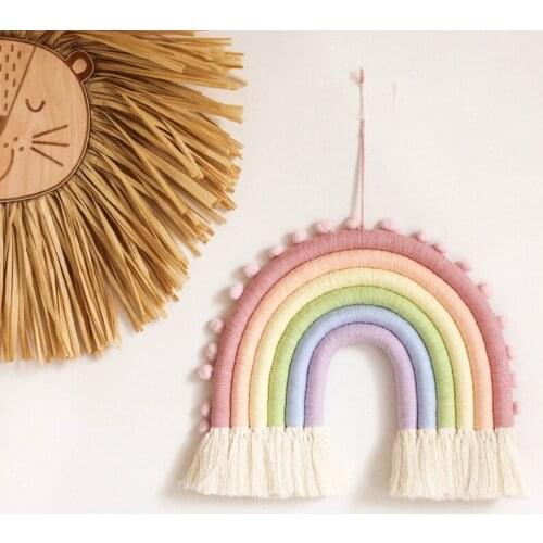 6 Layers Nordic Woven Rainbow Tapestry Home Decor Wall Hanging Toys Nursery Decor Living Room Kids Girls Bedroom Decor B03E