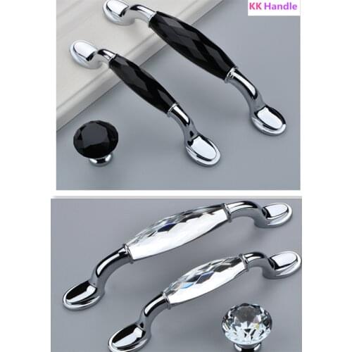 96/128mm Silver Crystal Handles Zinc Alloy Handlesfor Furniture Kitchen Cupboard Pulls Drawer Knobs Furniture Cabinet