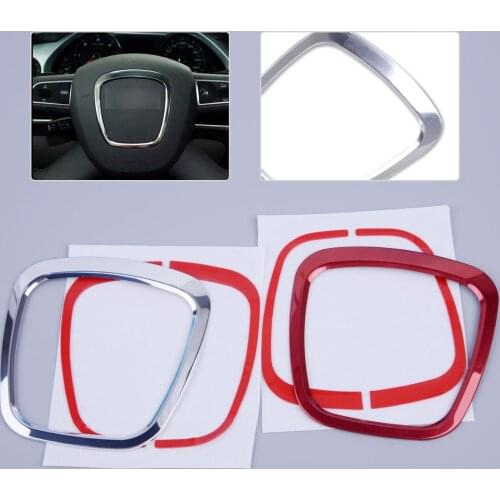 DWCX Aluminum Alloy Auto Steering Wheel Sticker Emblem Trim With double-sided adhesive tape Fit For Audi A3 A4L A6L Q3 Q5