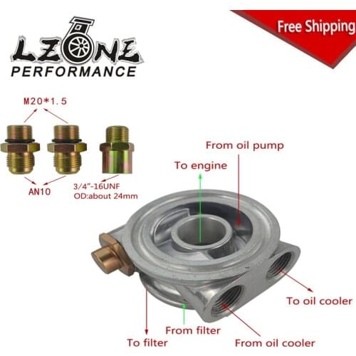 FREE SHIPPING - OIL COOLER FILTER SANDWICH PLATE THERMOSTAT ADAPTOR 3/4" 16-UNF With AN10 fitting Oil Sandwich Adapter