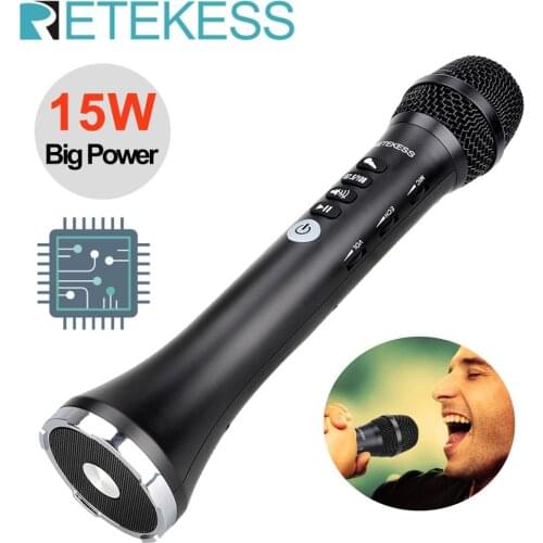 RETEKESS TR617 15W Wireless Microphone Speaker Audio Microphone Integrated Bluetooth FM output frequency Connection karaoke