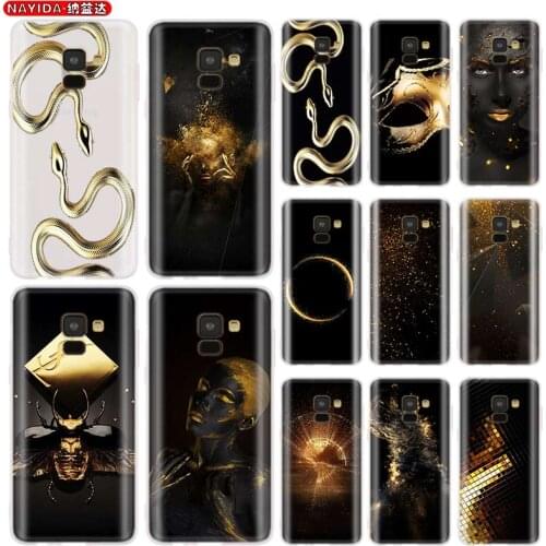 Phone Case for Samsung galaxy A30 A50 A90 5G A3 A5 A6s A7 A8 2016 2017 A6 2018 Plus Matte soft silicone Cases Black Gold Pattern