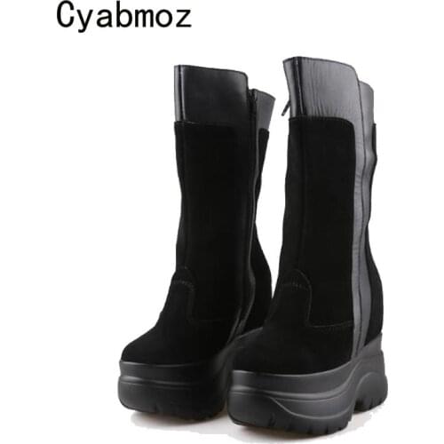 Cyabmoz Winter Snow Short Boots Shoes Woman New Sexy Platform Party Ladies Casual High heels Height increasing Boots Women Shoes