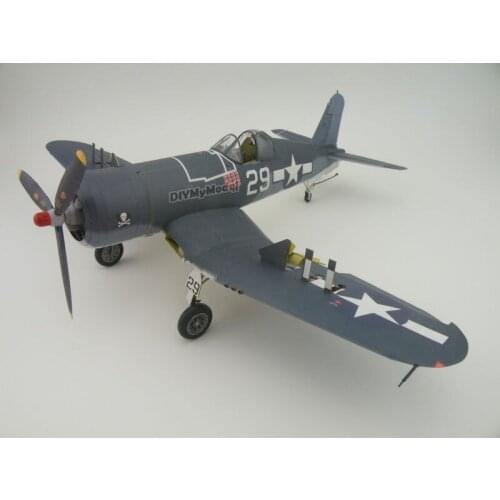 DIYMyModeI 1:33 Scale Vought F4U-1A Corsair Fighter Aircraft DIY Handcraft Paper Model Kit Puzzles Handmade Toy DIY