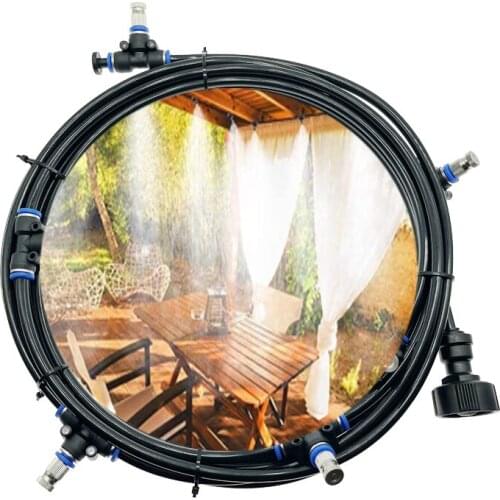 Garden Outdoor Misting System 20FT-60FT Misting Lines Slip Lock Quick Pushing Brass Mist Nozzles For Patio Garden Cooling