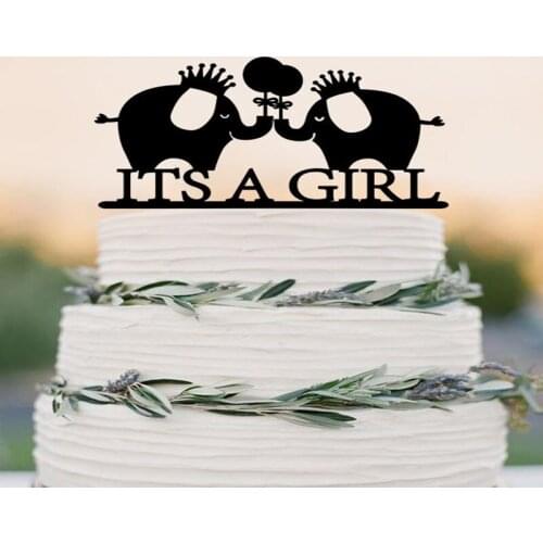 Its A Girl Elephant Cake Topper Charming Cake Topper, Baby Shower Cake Topper, Gender Reveal Topper