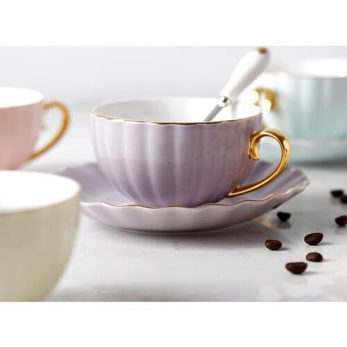 Europe Type Manual Paint Bone China Coffee Cups And Saucers Spoon Set Tea Cup Home Afternoon Tea Set