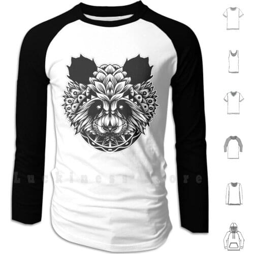 Panda Hoodies Long Sleeve Panda Bear Cute Jungle Animals Nature Savana Wild Heat Flower Floral