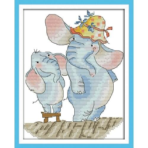 Joy Sunday I Grow Taller Chinese Cross Stitch Kits Ecological Cotton Clear Stamped Printed 11CT DIY Wedding Decoration For Home