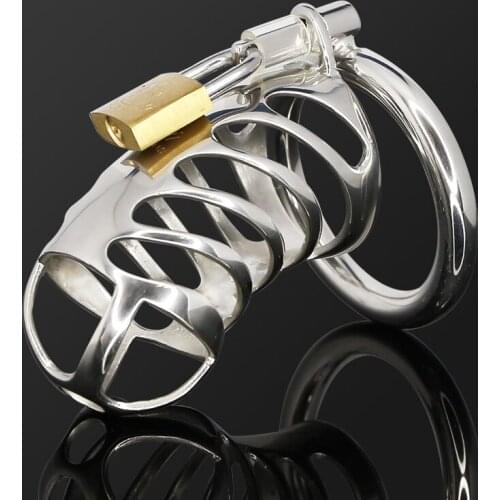 Stainless Steel Chastity Cage Cock Cage Glans Lock Ring Penis Prison Delay Ejaculation BDSM Sex Toys For Men C011/C015