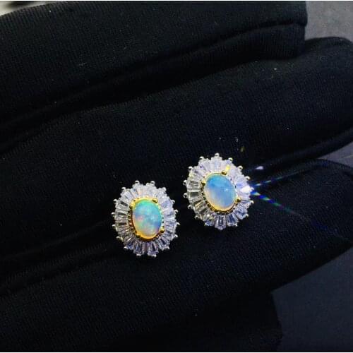 Best Gift Natural and Real Natural and Real OPal Earring 925 sterling silver Fahshion Natural Real Opal Earring