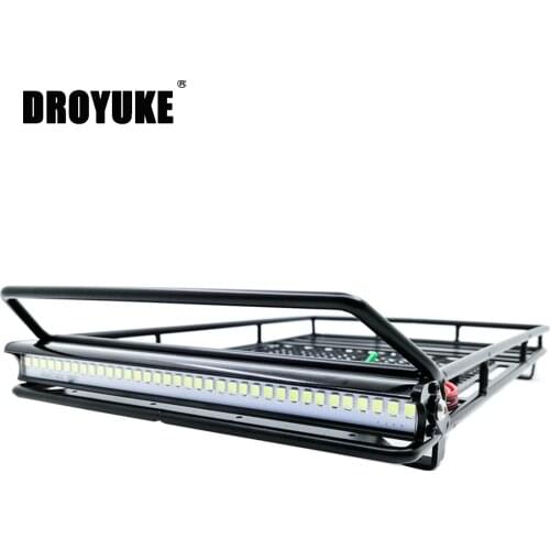 Droyuke Metal Roof Rack Luggage Carrier with 36 LED Spotlight bar For 1/10 RC Car Trx4 RC4WD Cherokee Wrangler Axial Scx10