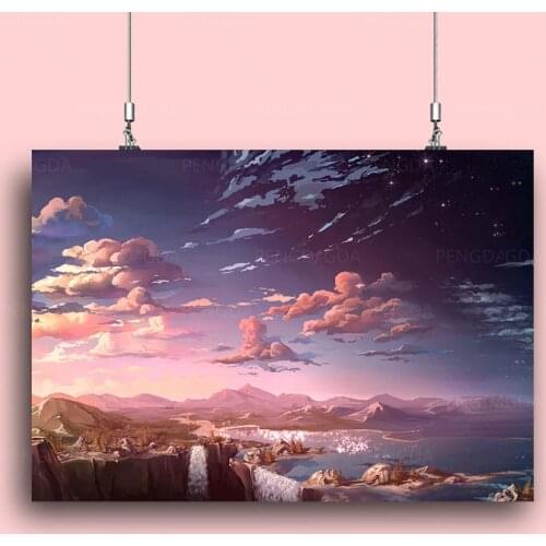 HD Prints Wall Art Sunset Glow Pink Poster Modular Nature Landscape Canvas Painting Home Decor Living Room Animation Pictures