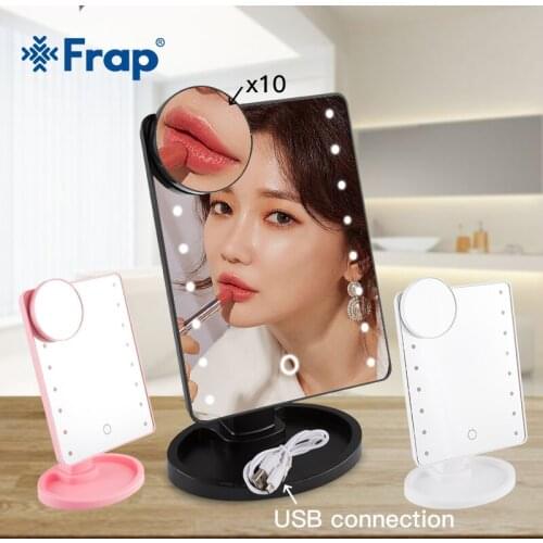 Frap Led Mirror 16 LED Light Touch Screen 1X 10X Magnifier Makeup Mirror Desktop Countertop Bright Adjustable USB Cable