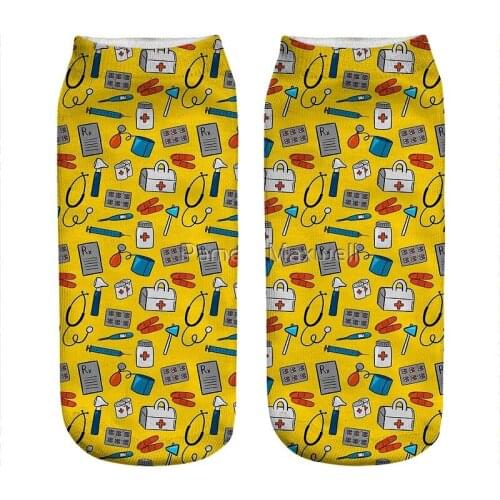 Womens socks kawaii Medical Equipment Pattern Printed Socks Woman harajuku Happy Funny Novelty cute girl gift Socks for women