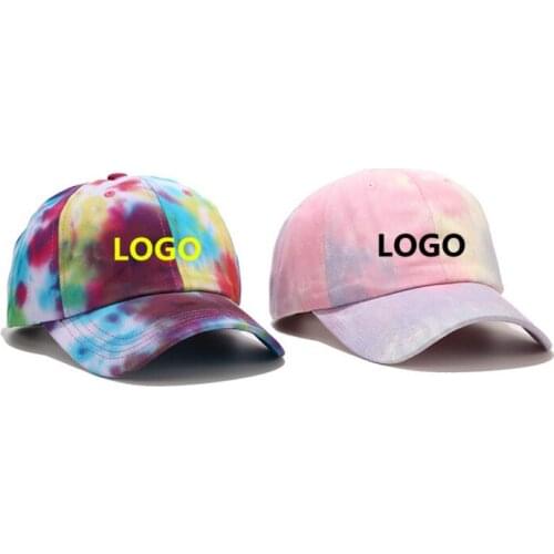 New printed tie dye baseabll caps Custom sport hats with logo Adult cotton adjustable dad hats