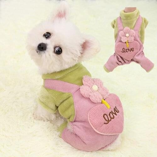 Pet Clothes Autumn And Winter Teddy Bichon Small And Medium-Sized Pet Thickened Warm Four-Legged Flower Pants