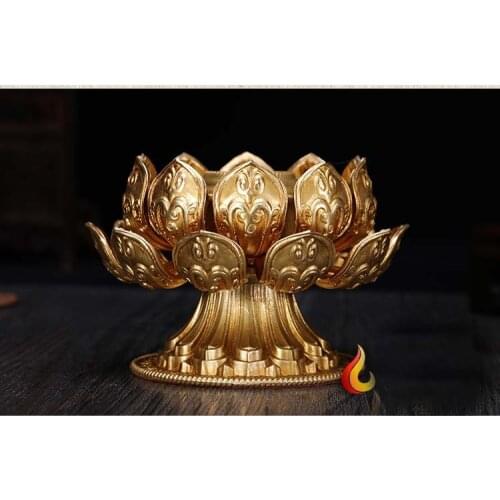 Wholesale Buddhist articles efficacious Tantric ritual Tibetan Buddhism Gilt lotus The mani wheel prayer wheel base statue