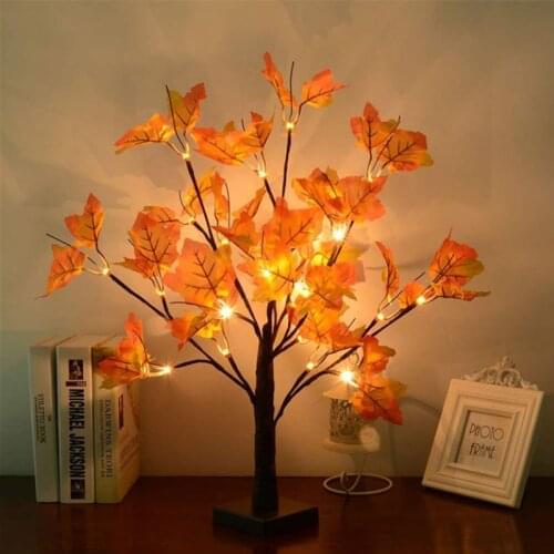 New Autumn Decoration 24 LED Fake Maple Leaves Lights Tree Plants Garland for Indoor Christmas Decoration Autumn Light Halloween