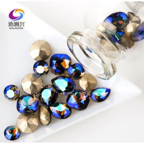 Super beauty Black drill heaven color K9 Glass crystal 3D nail art stone,pointback Rhinstones for Diy/Clothing accessories 50pcs