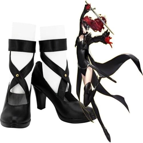 Persona 5 Royal Kasumi Yoshizawa Cosplay Boots Black High Heel Shoes Custom Made Any Size