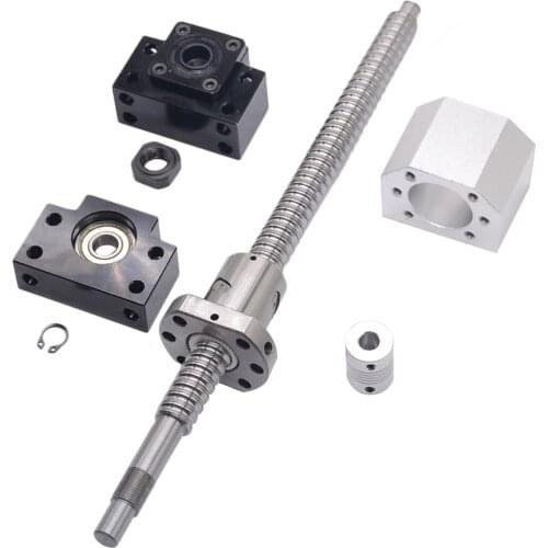 SFU1605 SET:End Machined SFU1605 L-200 250 300 350 400 450 500 mm Ball Screw C7 + Nut Housing + 1605 Ball Nut +BK/BF12 + Coupler