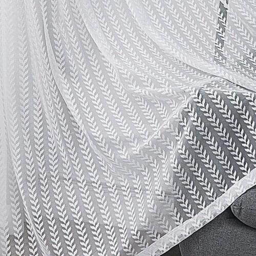 White Leaves Geometry Modern Minimalist Curtains Drape Panel Sheer Tulle For Living Room Kitchen Bedroom