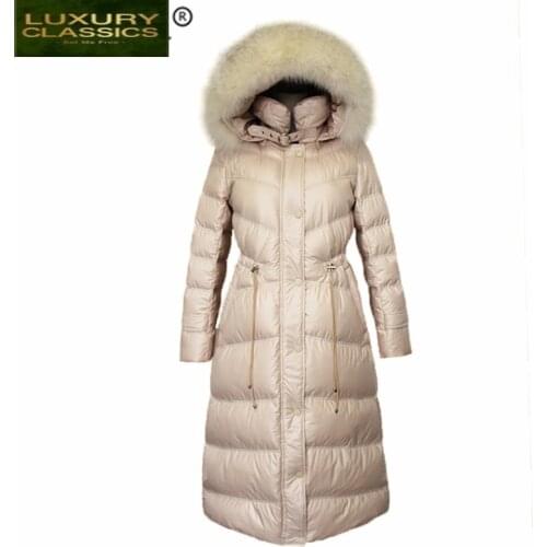 Warm 90% Duck Thick Down Jacket Natural Fox Fur Hooded Clothes 2021 Korean Duck Down Coat X-Long Warm Coats Hiver LW1609