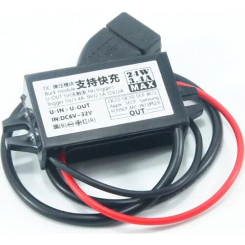 X7AE DC-DC Converter Module input 6V~32V to 5V~12V 24W(Max)USB Step Down Power Output Adapter Car Potting Waterproof Power
