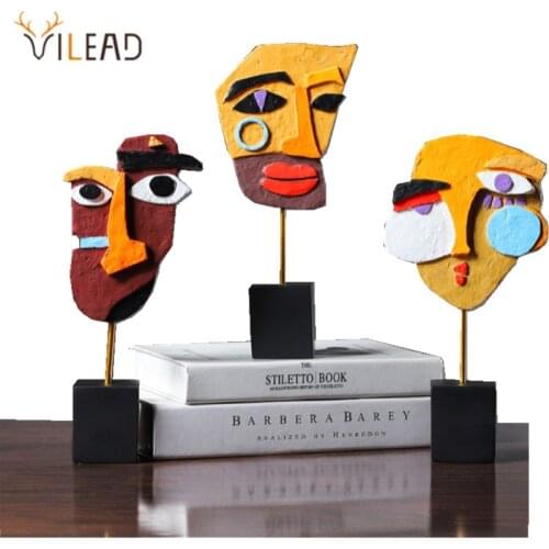 VILEAD Abstract Face Craft Bookshelf Office Decoration Accessories Modern Art Living Room Home Interial Desktop Carving Ornament