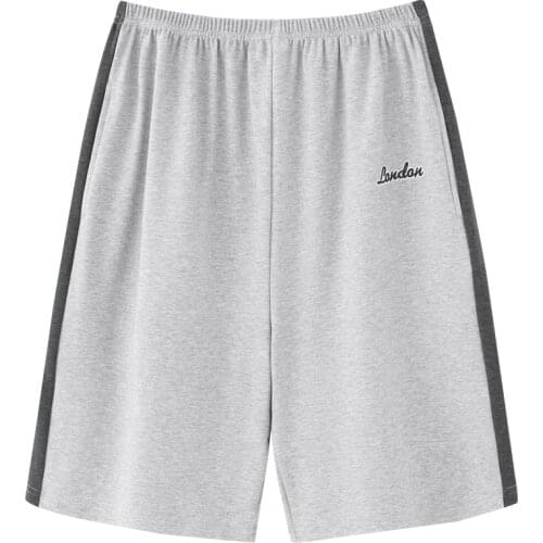 Summer Splicing Home Pants Men Knit Pure Cotton Short Home Trousers Sleep Bottoms Casual Letter Pyjamas Male Plus Size M-5XL