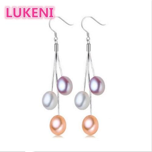 Genuine S925 Sterling Silver Earrings Fashion Jewelry real Pearl Earrings Natural Pearl long Tassels Earrings For Women