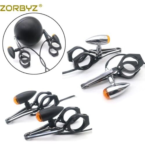 ZORBYZ 39mm Motorcycle Black CNC Headlight Mount Fork Bracket With Bullet Turn Signal Light For Honda Yamaha Suzuki