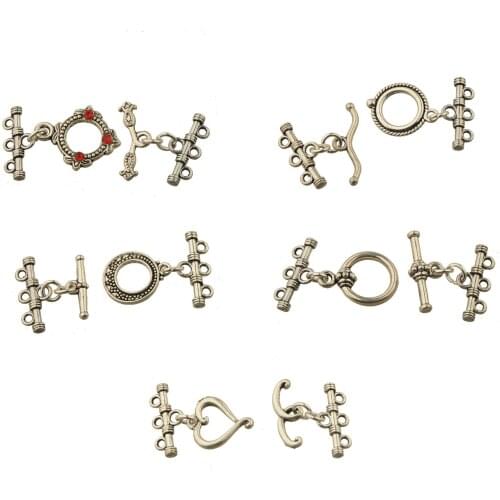 Treble Hooks Multi Bangles DIY Clasps For Jewelry Making Weave Love Leaves Round Silver Handcrafts Decoration Findings 10 sets