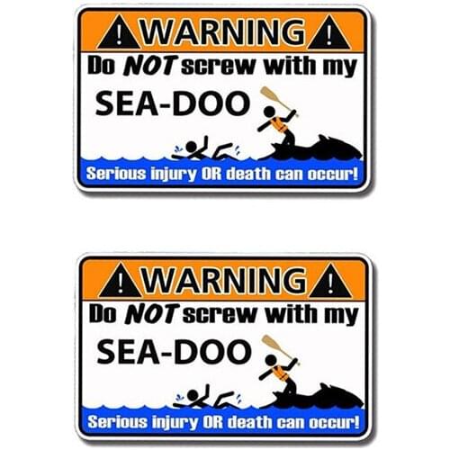 2pcs Warning DO NOT SCREW WITHE MY SEA DOO Funny Car Sticker PVC Decal 11CM*6.7CM