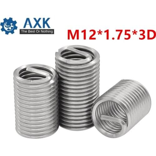 20Pcs M12*1.75*3D Screw Thread Insert A2 Stainless Steel 304 Fasteners Repair Tools Kit Coiled Wire Helical Screw Sleeve Set