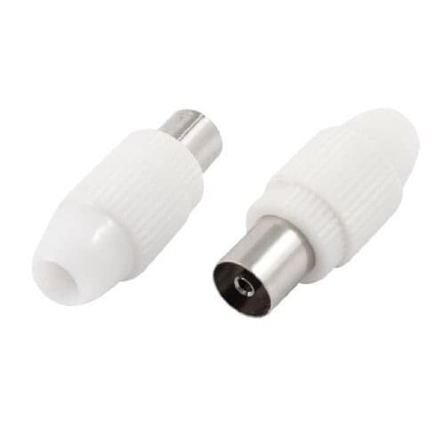 TV PAL Female Jack Plug Coax RF Connector Adapter Cable White 20PCS