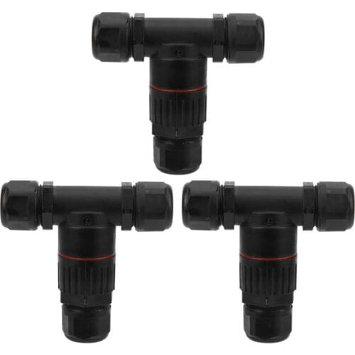 3Pcs IP68 Waterproof Connector Electrical Cable 3 Way T Shape Outdoor Industrial Accessories T Shape