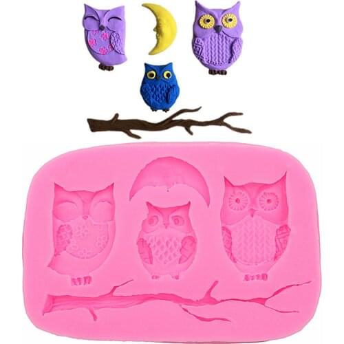 3 Owls Folded Cake Silicone Molds Handmade Chocolate Crafts Cake Desserts Decorative Molds DIY Cakes Kitchen Baking Gadgets new