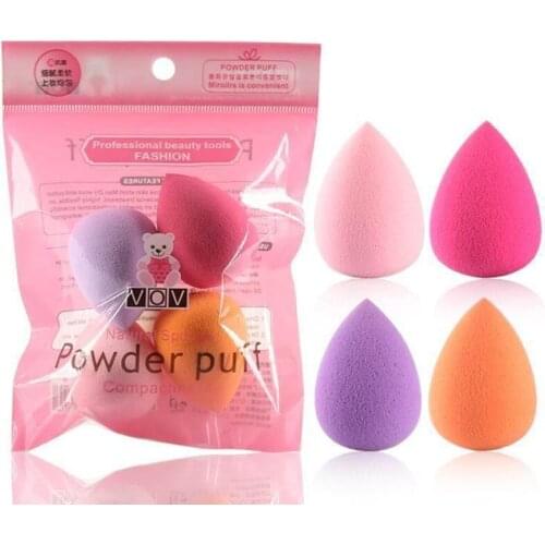 4 Pcs/set Sponge Water Drop Shape Puff Face Makeup Reusable Cleaning Foundation Base Liquid Powder Sponge Cosmetic Tool